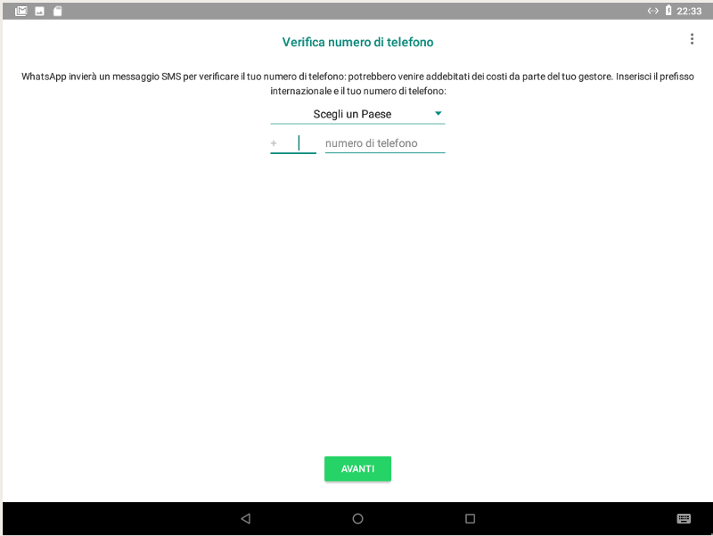 inserimento numero di telefono