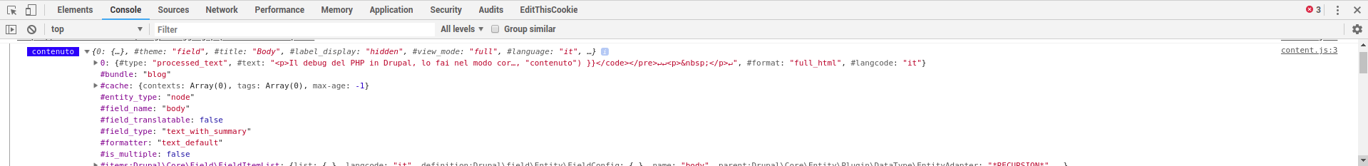 schermata php-console
